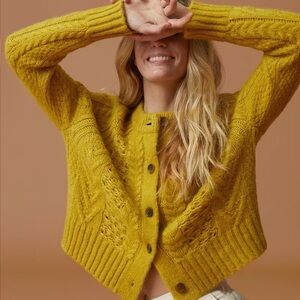 EUC Everlane Cloud Knit Cardigan Mustard Small Merino Alpaca